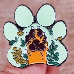 Dog Paw Enamel Pin, Dog Paw, Dog Lovers Mint & Brown Enamel Pin